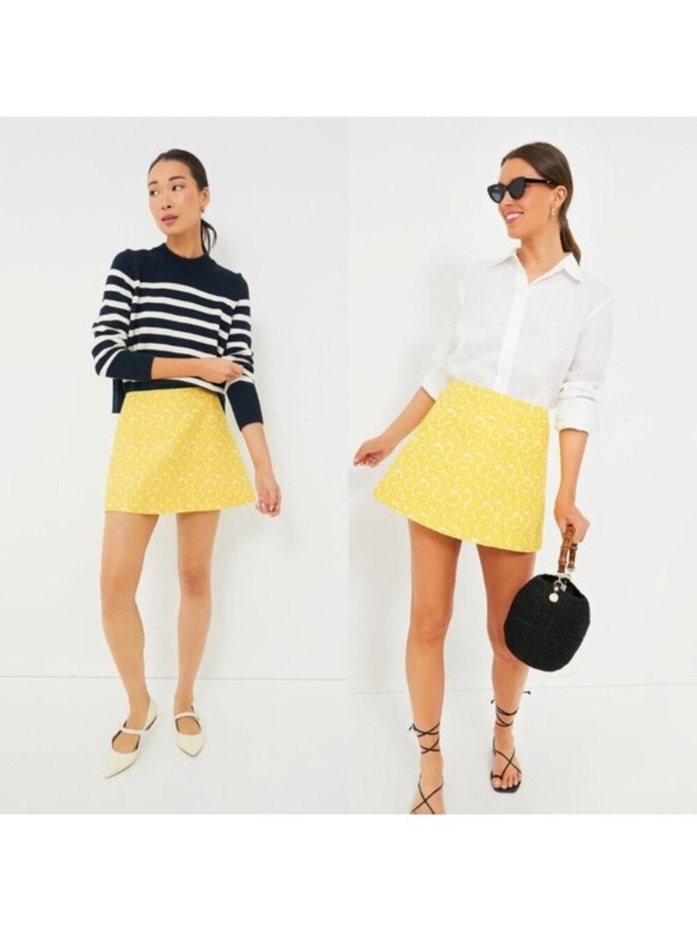 Tuckernuck NEW Yellow Jacquard Daisy Floral Retro Meg Mini Skirt Size XS - Picture 2 of 8